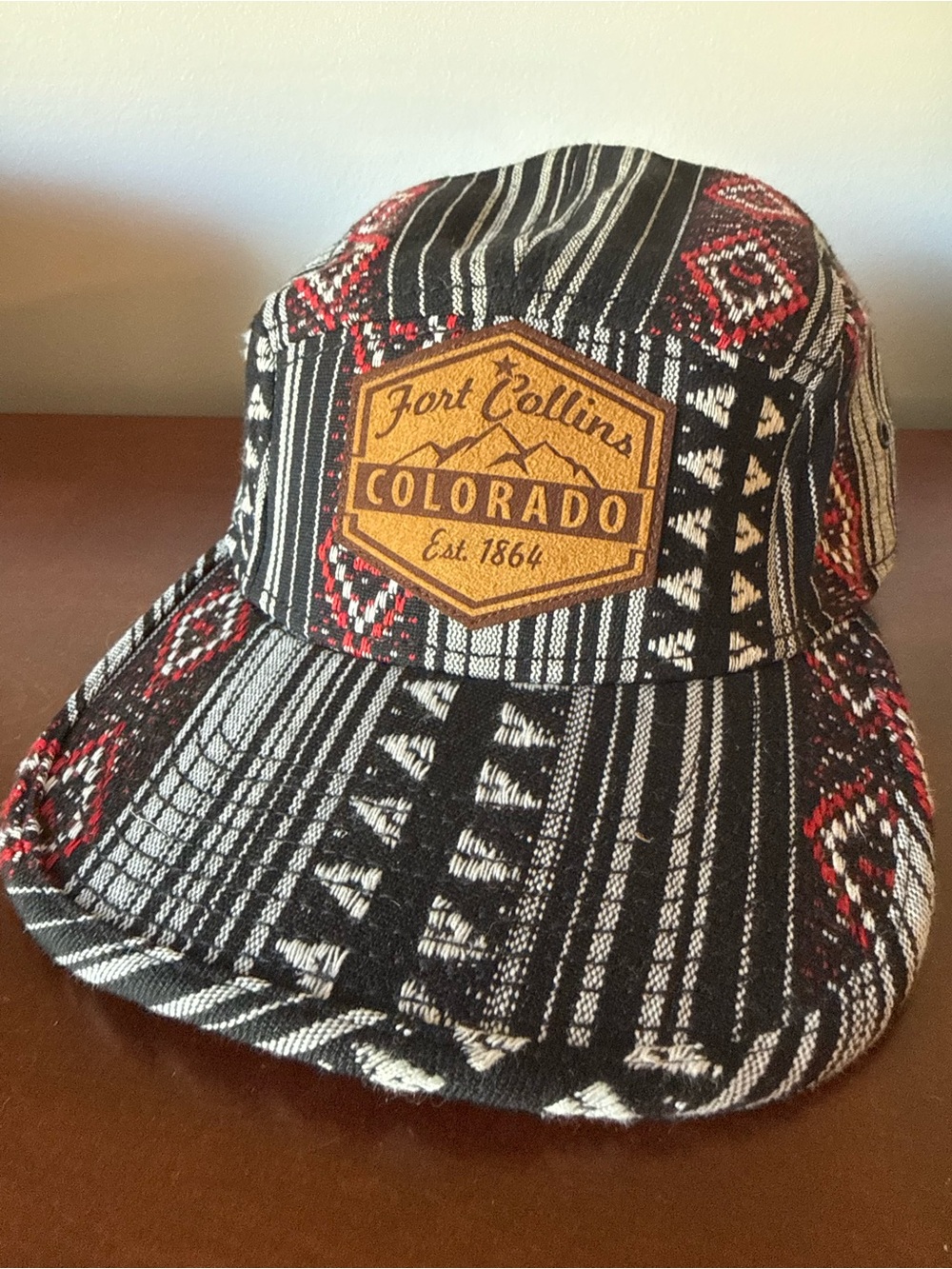 Fort Collins Colorado Patterned Bucket Hat - Black, White & Red OSFM
